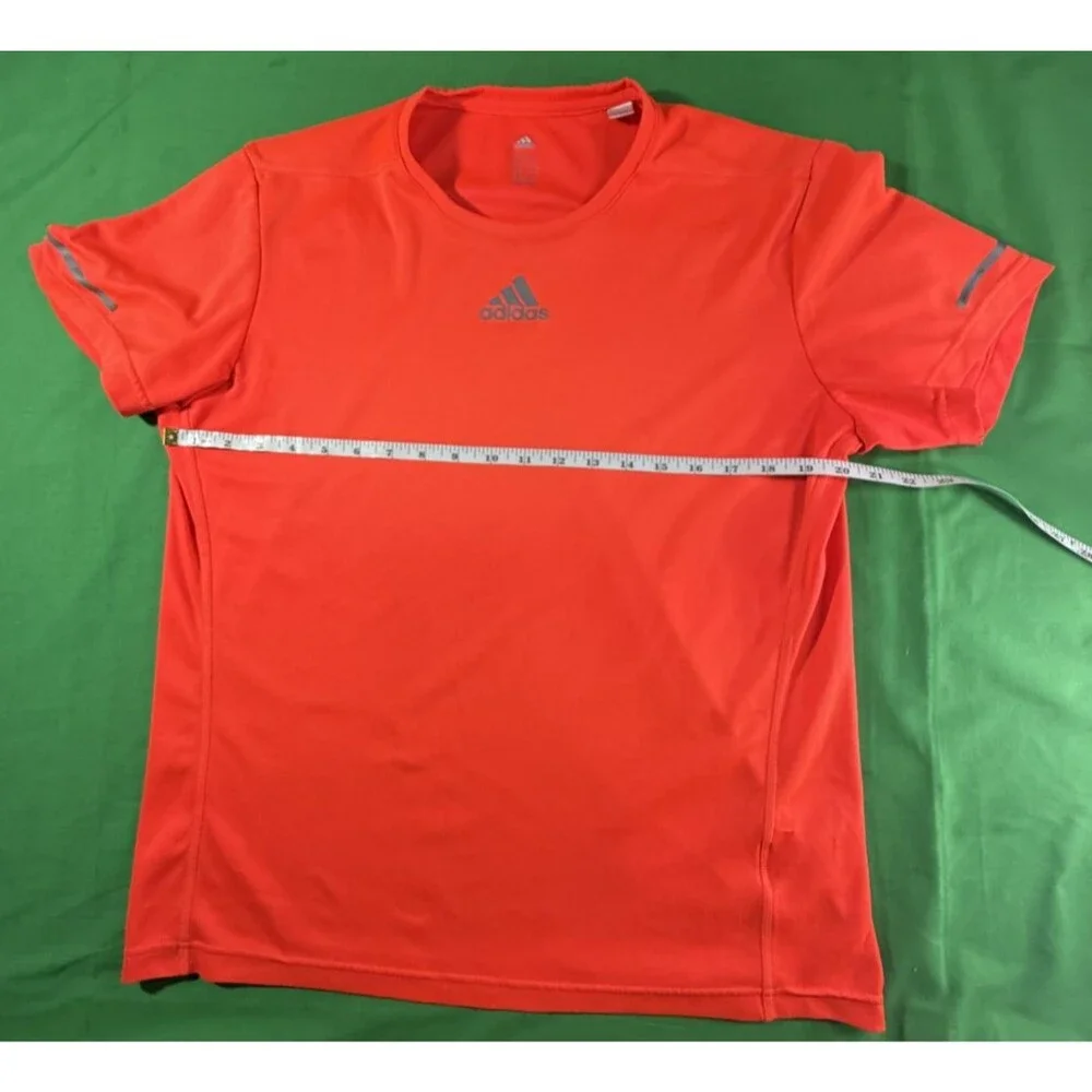 Adidas Running Men’s T-Shirt Neon Orange Reflective Athletic Size Large